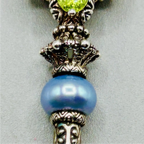 BARBARA BIXBY Sterling Silver with 18k Gold Leaves and Multi-stone Key Pendant - Picture 6 of 14